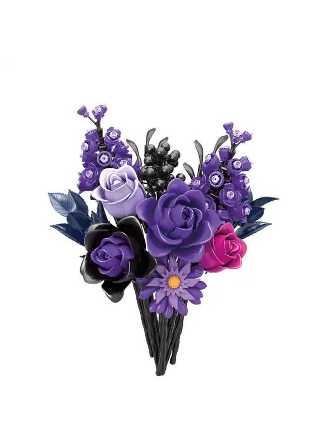 باقة كتل البناء الوردية الأرجوانية مجموعة DIY 822 قطعة موديل KK20008 هدية عيد الحب ديكور المنزل - Image 5